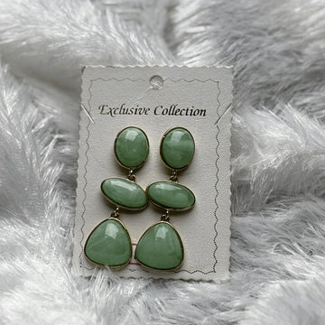 Trendy Green Stone Long Drop Earrings