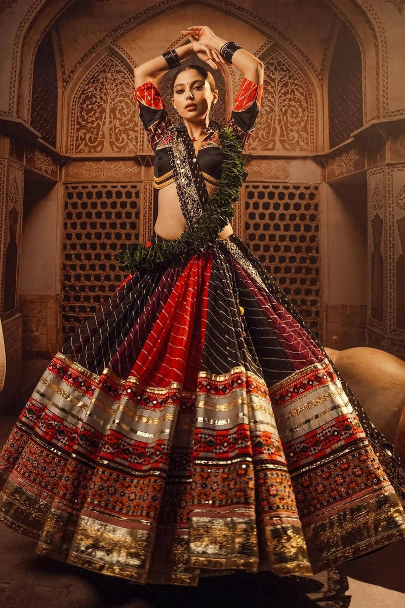 Lehariya Print Multi Color Chaniya Choli For Garba Night