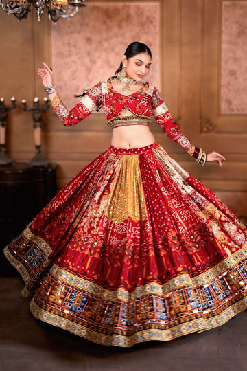 Real Mirror Work Digital print Chnaiya Choli For Navratri