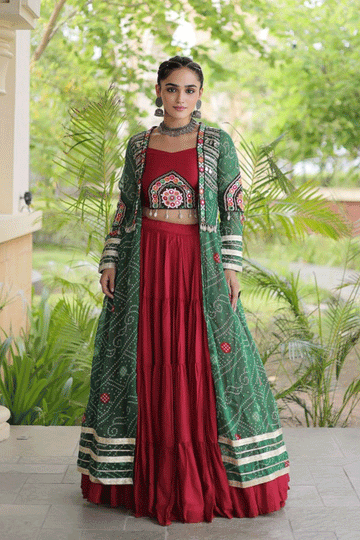 Raas Night Special Shrug With Lehenga Choli For Gen Z Girl