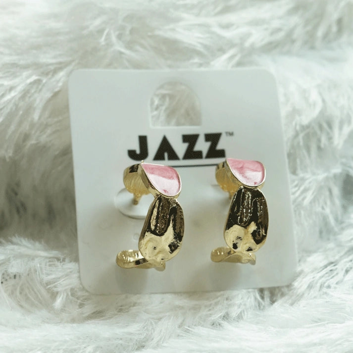 Cute Bunny Shape Golden Stud Earrings