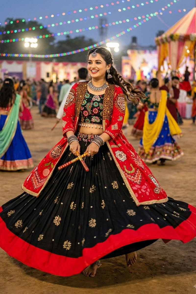 Designer Navratri Special Chaniya Choli With Shrug For Garba