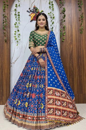 Royal Blue Real Mirror Work Lehenga Choli For Navratri