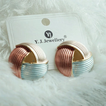 Classic Round Multicolor Metallic Stud Earrings
