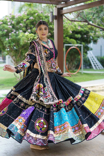 Navratri Special Black Color Real Mirror Work Chaniya Choli