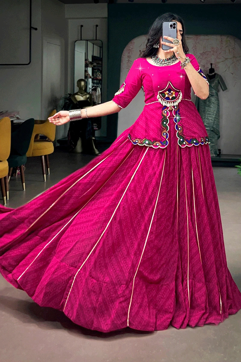 Ready To Wear Rani Pink Lehenga For Navratri