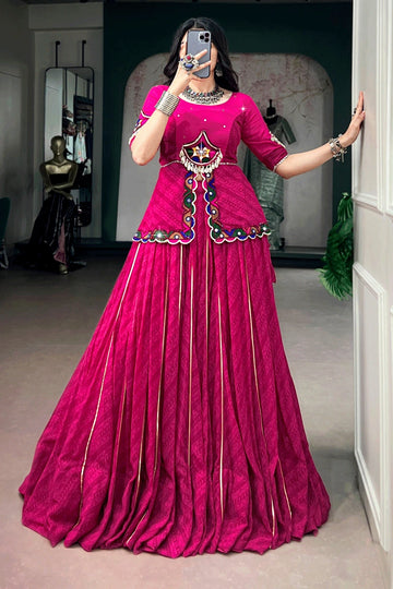 Ready To Wear Rani Pink Lehenga For Navratri