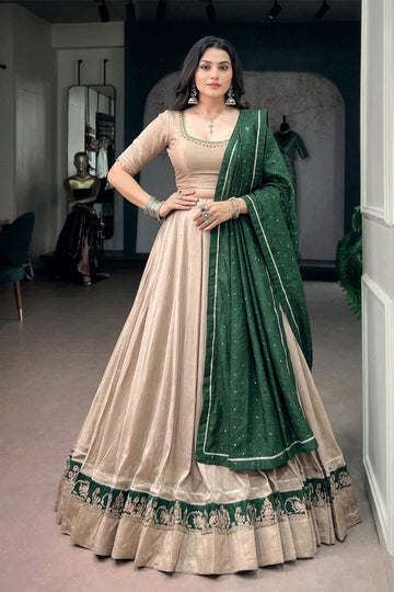 Fully Stitched Cream Lehenga Choli For Gen Z Girl