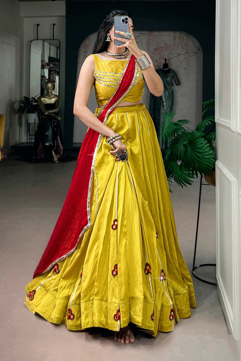 Ready To Wear Mustard Color Lehenga Choli For Haldi Function