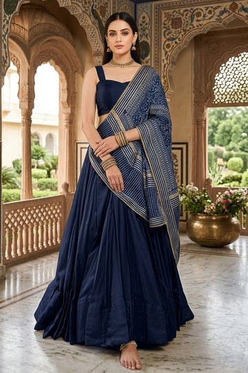 Fully Stitched Heavy Flair Navy Blue Chaniya Choli