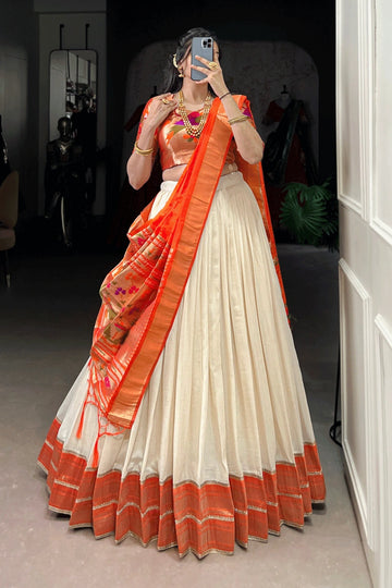 South Indian Style Paithani Half Saree For Pongal