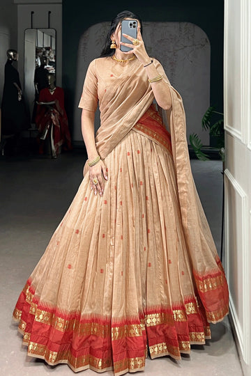 Traditional Cream Color South Indian Half Saree