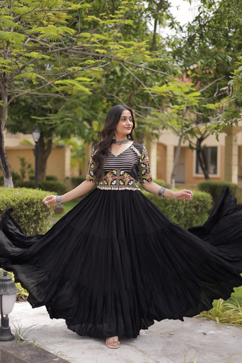 Navratri Special Black Color Gown For Women