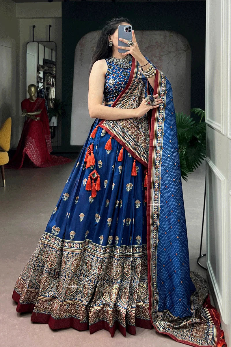 Diwali Special Ajrak print Lehenga Choli For Women