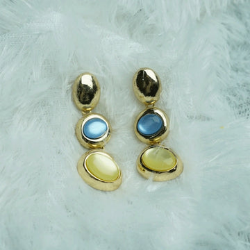 Blue and Yellow Stone Drop Earrings For Wedding