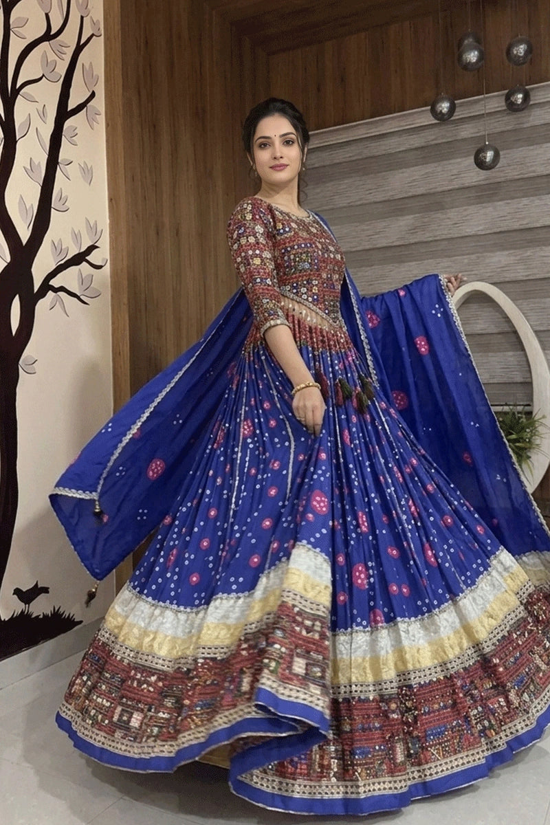 Muslin Cotton Real Mirror Work Chaniya Choli For Navratri