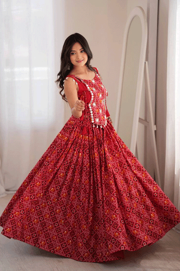 Latest Rayon Fabric Lehenga Choli With Designer koti For Dandiya
