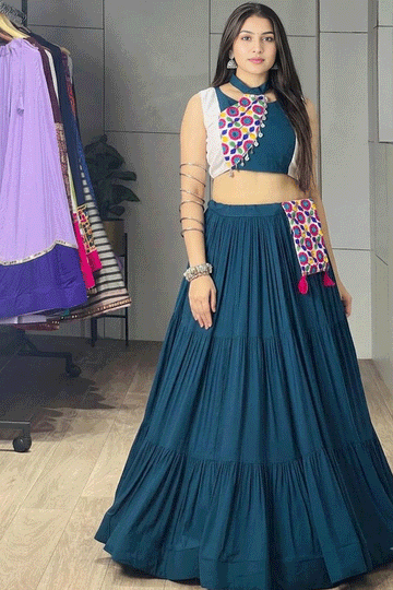 Designer Navratri Special Real Mirror Work Lehenga Choli For Women