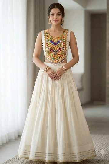 Designer Fully Stitched Real Mirror Work Lehenga Choli For Dandiya