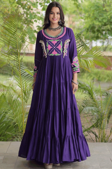 Navratri Special Real Mirror Work Gown For Garba