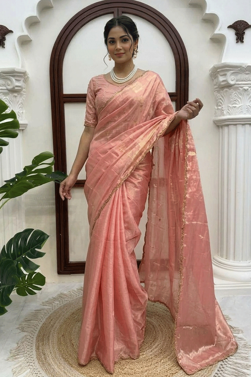 Party Wear Hand Work Fendy Silk Saree For Women