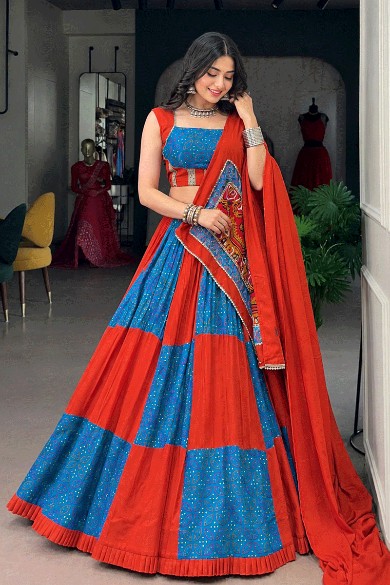 Designer Fully Stitched Real Mirror Work Lehenga Choli For Graba