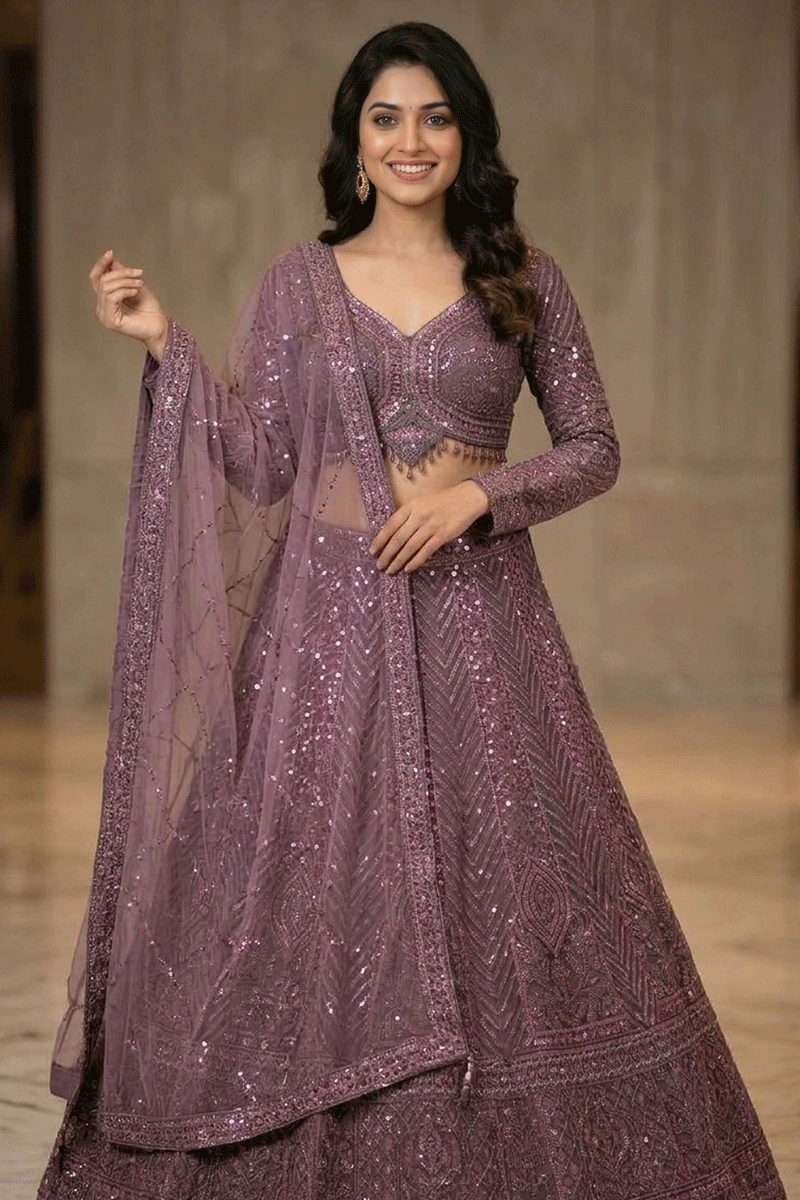 Designer Net With Resham Dori Work Lehenga For Wedding Function