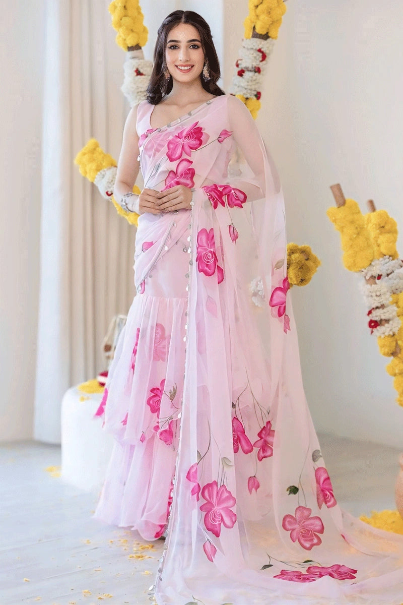 3 layer ruffle saree for wedding