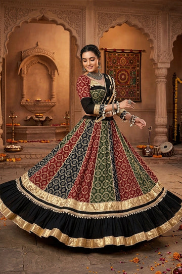 Multi Color Heavy Flair Rayon Chaniya Choli For Navratri