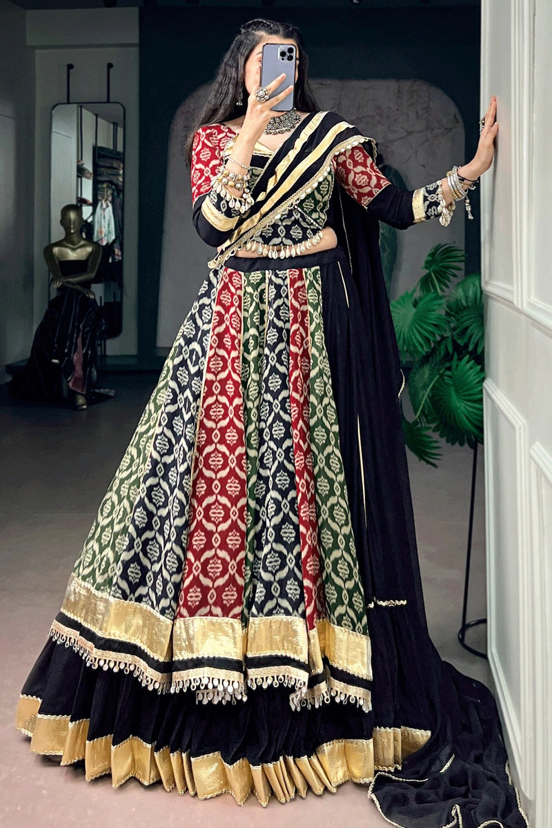 Multi Color Heavy Flair Rayon Chaniya Choli For Navratri
