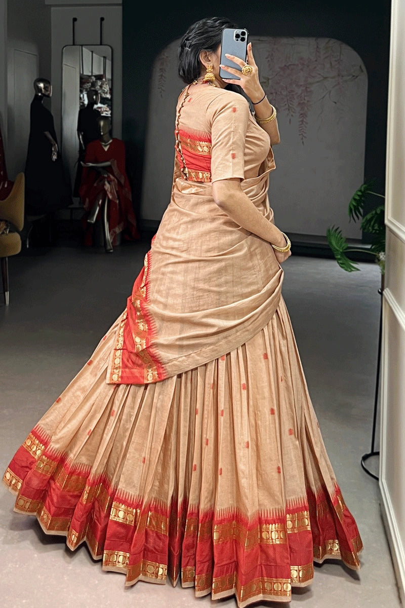 Traditional Cream Color South Indian Half Saree