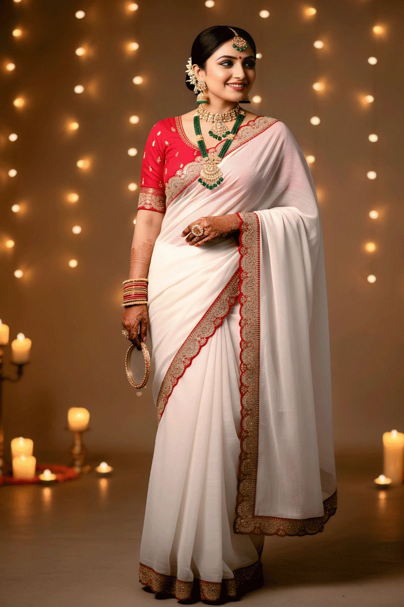 Karwa Chauth Special Sequence Embroidery Work Saree