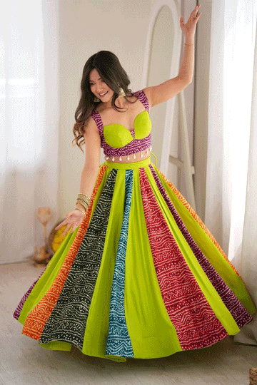Latest Backless Blouse With Lehenga For Raas Night