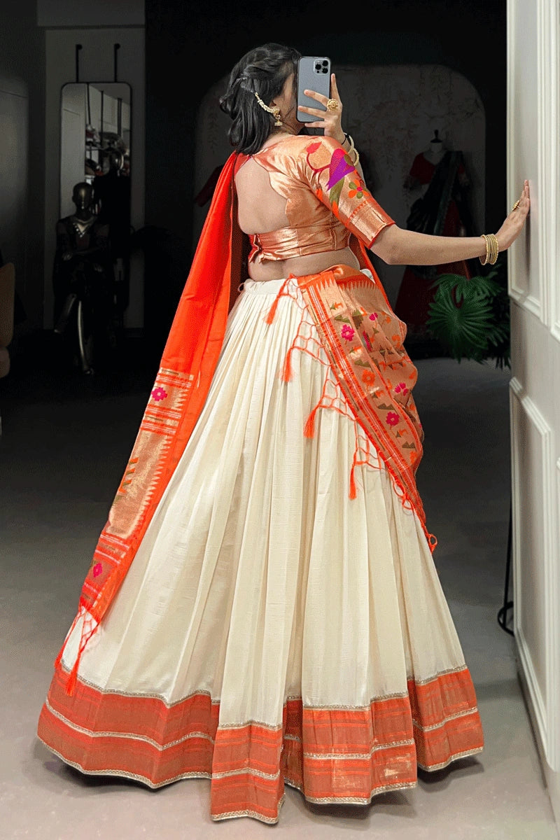 South Indian Style Paithani Half Saree For Pongal