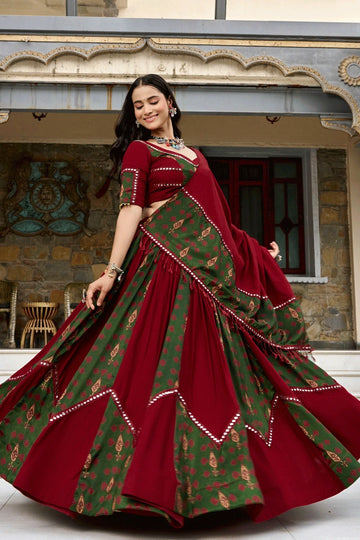 Ready To Wear Red Green Combination Chaniya Choli