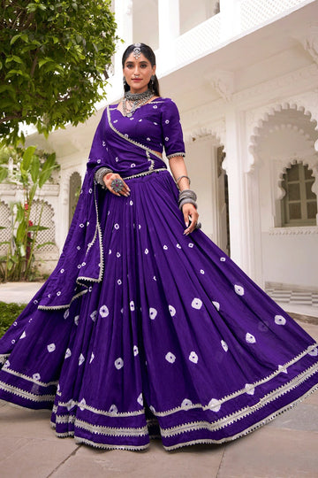 Fully Stitched Purple Color Heavy Flair Ghagra Choli For Navratri
