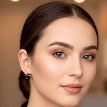 Modern Black Square Stud Earrings