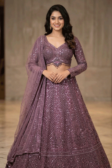 Designer Net With Resham Dori Work Lehenga For Wedding Function
