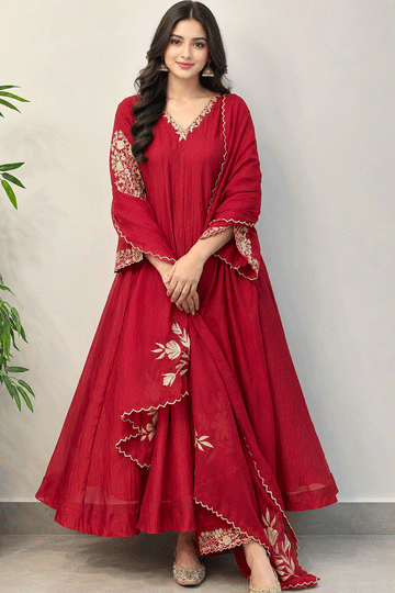 Designer Embroidery Work Anarkali Dress Suit For Diwali