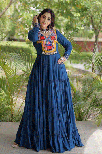 Traditional Real Mirror With Embroidery Work Lehenga Choli