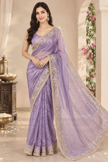 Designer Party Wear Embroidery With Real Mirror Work Saree