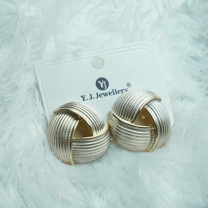 Classic Silver and Gold Round Stud Earrings