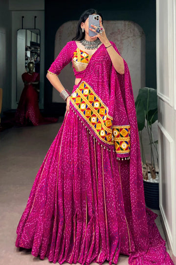 Traditional Fully Stitched Gamthi Work Ghagra Choli For Navratri