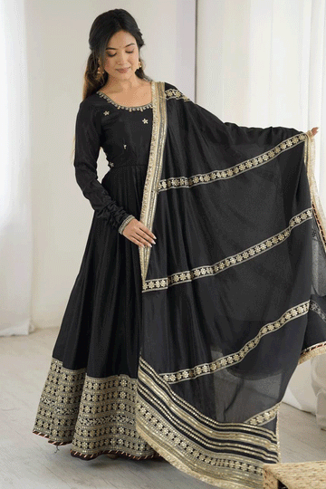 Full Sleeves Long Anarkali Dress For Reception Party