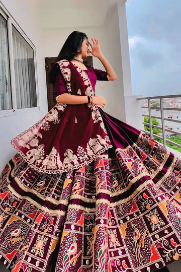 Digital Print With Real Mirror Work Chaniya Choli For Navratri