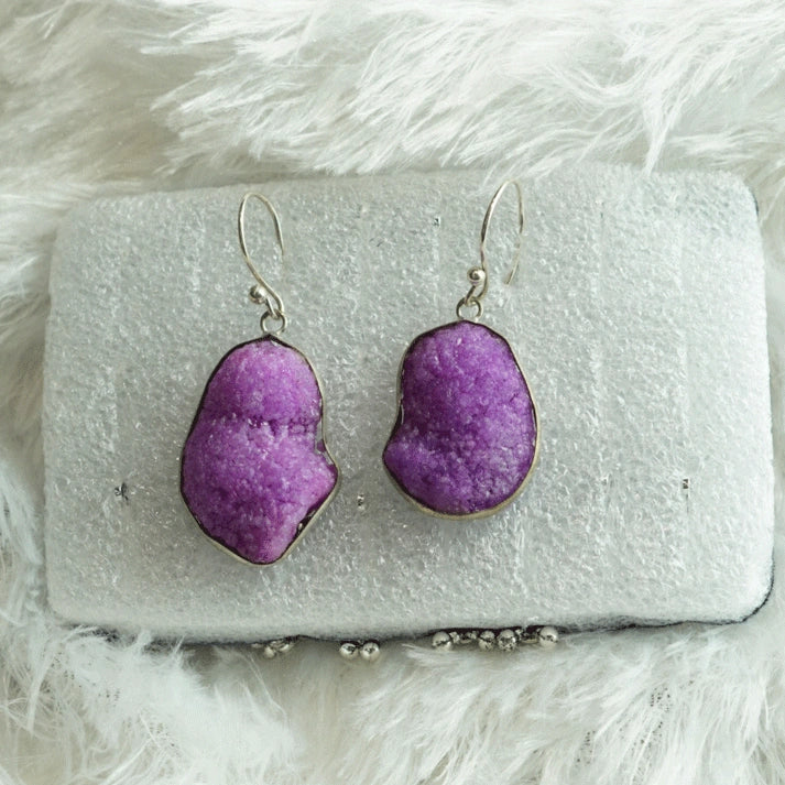 Trendy Purple Stone Drop Earrings
