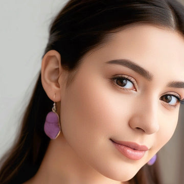 Trendy Purple Stone Drop Earrings