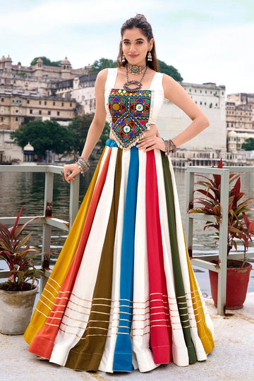 Fully Stitched Multicolor Kodi Work Gharga Choli For Navratri