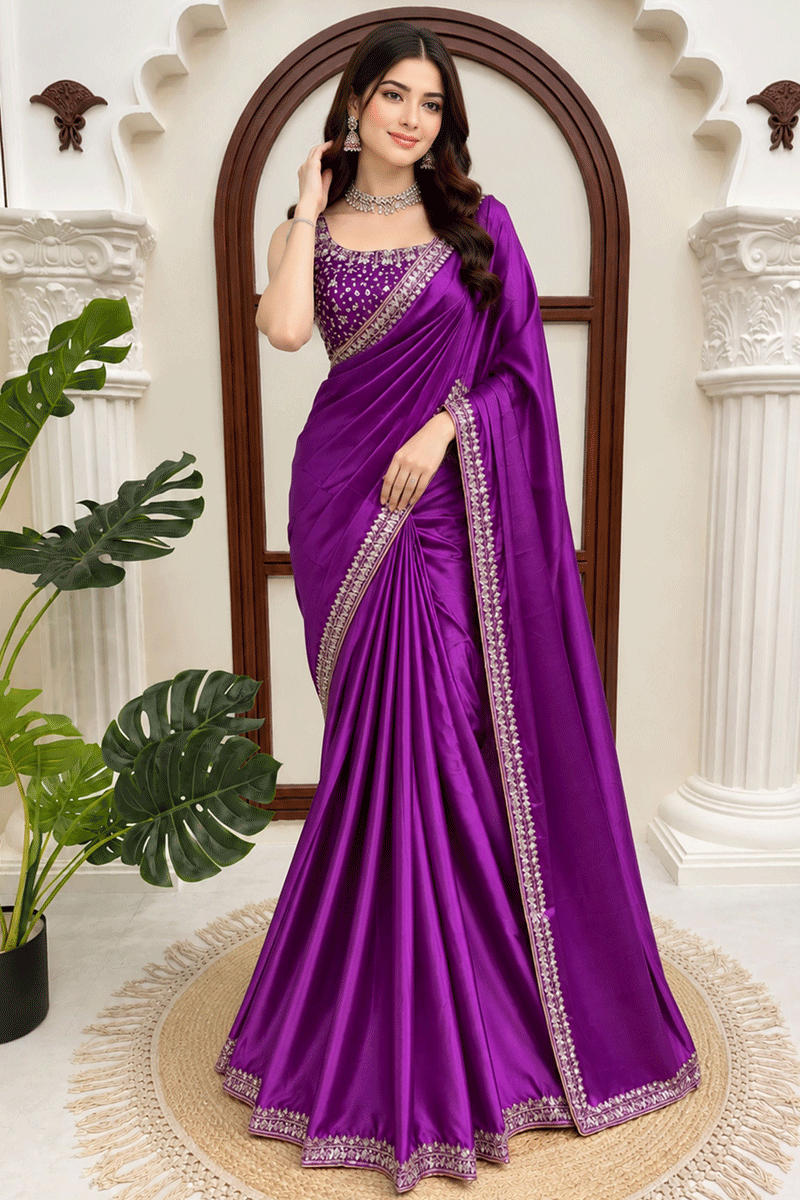 Designer Heavy Party Wear Silk Fabric Saree