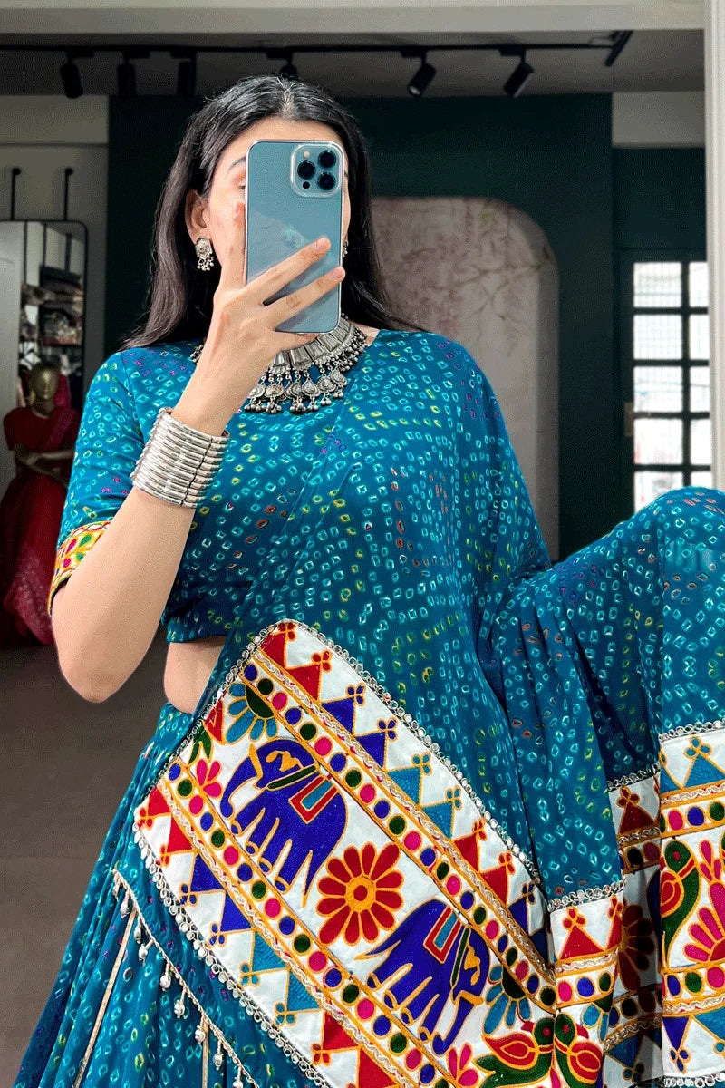 Latest Ready To Wear Bandhani Print Chaniya Choli For Garba